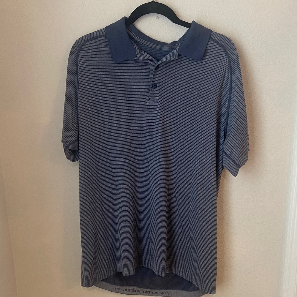 Lululemon Metal Vent Tech Polo Shirt Navy Blue Mens XL Performance
